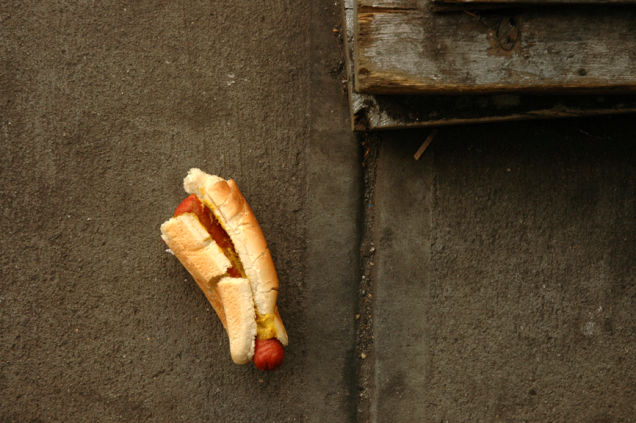 hotdog on the ground